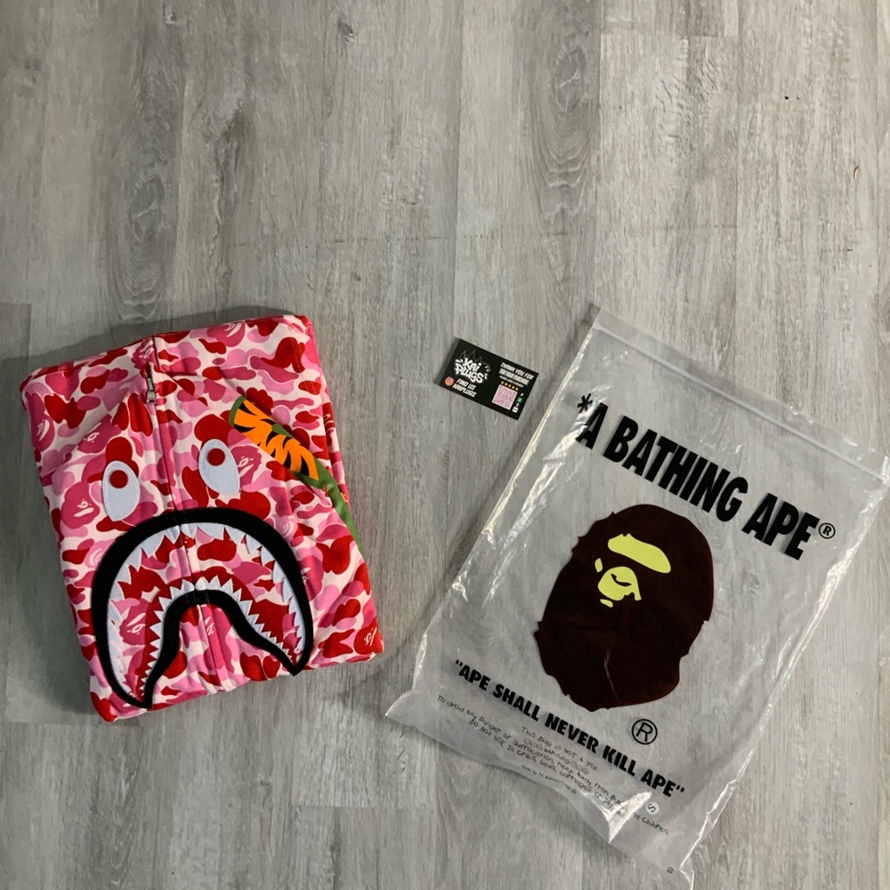 A Bathing Ape Pink Camo Shark Hoodie